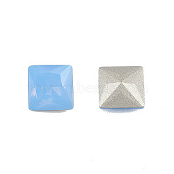 K9 Glass Rhinestone Cabochons, Pointed Back & Back Plated, Faceted, Square, Sapphire, 8x8x4.5mm(MRMJ-N029-19-04)
