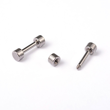 Flat Round 304 Stainless Steel Barbell Cartilage Earrings, Screw Back Earrings, Hypoallergenic Earrings, Stainless Steel Color, 10x3mm, Pin: 1mm