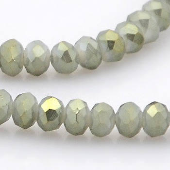 Full Rainbow Plated Faceted Rondelle  Glass Beads Strands, Cadet Blue, 3.5x2.5mm, Hole: 1mm, about 100pcs/strand, 10 inch