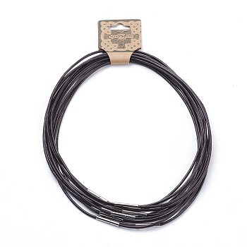 Cowhide Leather Cord Necklace Making, with 304 Stainless Steel Clasps, Stainless Steel Color, Coconut Brown, 15.7 inch(40cm)