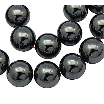 Non-Magnetic Synthetic Hematite Beads Strands, Round, Black, 14mm