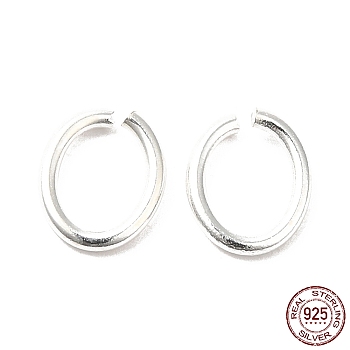 925 Sterling Silver Open Jump Rings, Oval, Silver, 18 Gauge, 7.5x6x1mm, Inner Diameter: 4.5x5.5mm, about 71pcs/10g