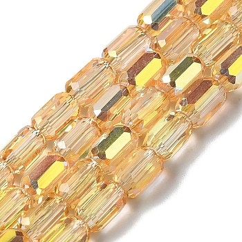 Electroplate Glass Beads Strands, Faceted, AB Color, Column, Goldenrod, 3x5mm, Hole: 1mm, about 79pcs/strand, 15.75~16.14''(40~41cm)