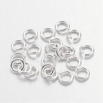 Brass Jump Rings, Cadmium Free & Lead Free, Open Jump Rings, Silver Color Plated, 20 Gauge, 4x0.8mm, Inner Diameter: 2.4mm, about 1100pcs/50g