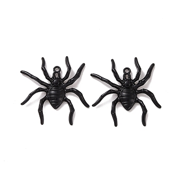 Rack Plating Alloy Halloween Style Pandants, Spider, Electrophoresis Black, 37x35.5x4mm, Hole: 1.7mm