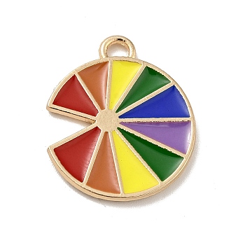 Rainbow Color Alloy Enamel Pendants, Lemon Charms, Light Gold, Colorful, 20.5x17.5x1.5mm, Hole: 1.5x2mm