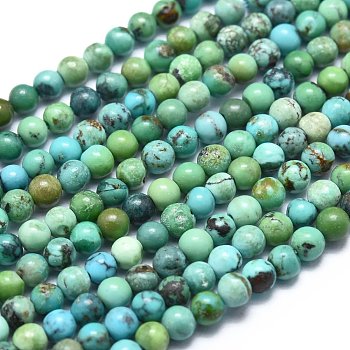 Natural Turquoise Beads Strands, Round, 3mm, Hole: 0.5mm, about 130pcs/Strand, 15.35 inch(39cm)