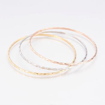 304L Stainless Steel Buddhist Bangles, Ripple, Mixed Color, 2-5/8 inch(6.8cm), 2.5mm