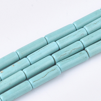 Synthetic Turquoise Beads Strands, Column, 13~13.5x4mm, Hole: 1mm, about 30pcs/strand, 15.7 inch
