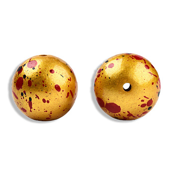 Spray Painted Resin Beads, Round, Gold, 20x19mm, Hole: 2~2.4mm