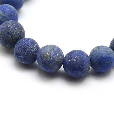 Natural Frosted Lapis Lazuli Round Bead Strands(G-M064-4mm-08)-2
