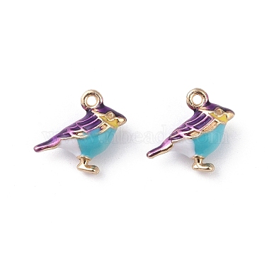 Golden Purple Bird Alloy+Enamel Pendants