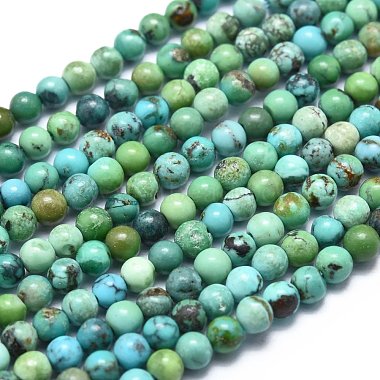 3mm Round Natural Turquoise Beads