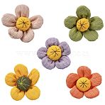 10Pcs 5 Colors Sunflower Cotton Pins, Platinum Iron Brooches for Backpack Clothes, Mixed Color, 55x54.5mm, 2pcs/color(JEWB-CJ0001-71)