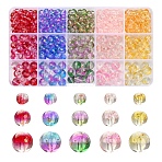 565Pcs 15 Style Transparent Spray Painted Glass Beads Strands, with Golden Foil, Round, Mixed Color, 6~11mm, Hole: 1.2~1.6mm(GLAA-YW0001-47)