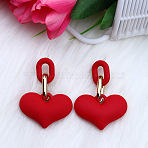 Heart Acrylic Dangle Stud Earrings, Red, 52x40mm(FS-WG6C9EC-10)