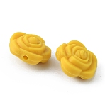 Food Grade Eco-Friendly Silicone Beads, Rose, Gold, 20.5x21x12.5mm, Hole: 2mm(SIL-WH0006-01D)