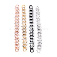 Brass Clear Horse Eye Cubic Zirconia Links Connectors, Real 18K Gold Plated, Long-Lasting Plated, Rectangle, Mixed Color, 56x3.5~6x3.5mm, Hole: 2.5mm(ZIRC-G170-21)