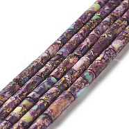 Natural Imperial Jasper Beads Strands, Dyed, Column, Purple, 14x5mm, Hole: 1mm, about 29pcs/strand, 15~15.12 inch(38.1~38.4cm)(G-F735-03B)