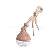 Teardrop Glass Perfume Bottle Hanging Ornament, with Wood, for Car Rear View Mirror Decoration, BurlyWood, 45x35mm, Capacity: 6ml(0.20fl. oz)(AUTO-PW0001-30)