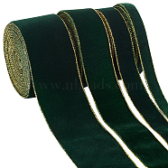 12M 4 Styles Polyester Single Face Velvet Ribbon, Gold Edged Flat Ribbon, with 4Pcs Metallic Wire Twist Ties, for Jewelry, Craft Making, Teal, 3/8~1-1/2 inch(10~38mm), about 3m/style(OCOR-BC0005-56A)