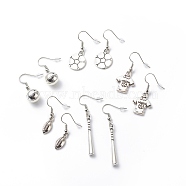 Sport Theme Alloy Dangle Earrings, Brass Jewelry for Women, Antique Silver, 30.5~52.5mm, Pin: 0.6mm(EJEW-JE05029)
