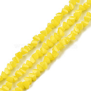 Opaque Solid Color Glass Beads Strands, Faceted Triangle, Yellow, 3x2x2mm, Hole: 0.8mm, about 150~152pcs/strand, 10.43 inch~11.42 inch(26.5~29cm)(GLAA-N052-01-A05)