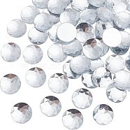 60Pcs Acrylic Faceted Cabochons, Round, Clear, 30x16mm, 60pcs/box(OACR-FG0001-07)