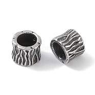 316 Surgical Stainless Steel European Beads, Large Hole Beads, Column, Antique Silver, 6.5x6mm, Hole: 4mm(STAS-P362-19AS)