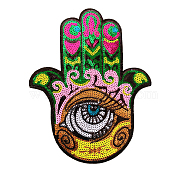 Hamsa Hand with Evil Eye Computerized Embroidery Cloth Iron on/Sew on Sequin Patches, Costume Accessories, Colorful, 270x220mm(WG63761-03)