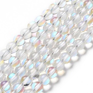 Synthetic Moonstone Beads Strands, Round, Clear AB, 6mm, Hole: 1mm, about 31pcs/strand, 7.20 inch(18.3cm)(G-P528-J01-13)