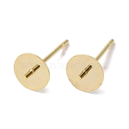 Brass Studs Earrings Finding, Lead Free & Cadmium Free, Round, Real 24K Gold Plated, 14x6mm, Pin: 12x1mm & 1mm(KK-K383-02D-G)