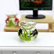 Miniature Food Play Scene Dollhouse Accessories, Mini Goldfish Tank, Black, 30x20mm(PW-WG33732-01)