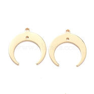 Brass 2-Loop Link Connectors, Long-Lasting Plated, Double Horn/Crescent Moon, Real 14K Gold Plated, 19x18x1mm, Hole: 1.2mm(KK-K250-15LG)