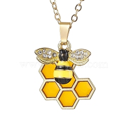 Alloy Pendant Necklaces, Brass Cable Chain Necklaces for Women, Bee, Golden, 15.43 inch(39.2cm)(NJEW-TA00157)