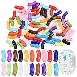 DIY Jewelry Making Kits, Including Acrylic Opaque Tube Beads and Elastic Crystal Threads, Mixed Color, 34.5x13x11mm, Hole: 3.5mm, 100pcs/bag(DIY-SZ0005-57)