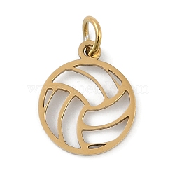 304 Stainless Steel Pendants, with Jump Ring, Laser Cut, Volleyball Charms, Golden, 14x11.5x1mm, Hole: 3.2mm(STAS-L279-030G)