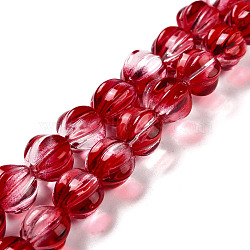 Transparent Glass Beads Strands, Lantern, Dark Red, 10.5x9.5x10.5mm, Hole: 1mm, about 38pcs/strand, 15.24 inch(38.7cm)(GLAA-F114-02B-12)