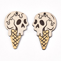 Single Face Printed Wood Pendants, Hallowmas's Day Charms, Ice Cream, 55x33.5x2.5mm, Hole: 1.6mm(WOOD-B009-01L)