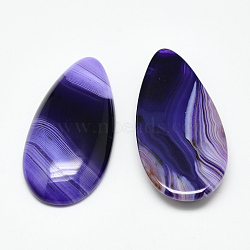 Dyed Natural Strip Agate Cabochons, teardrop, Blue Violet, 49x24x8mm(X-G-Q957-05F)