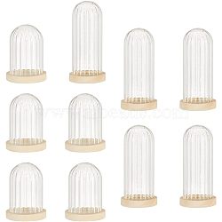 Nbeads 10Pcs Mini Glass Cloche Dome Covers, Cloche Bell Jar Covers, with 10Pcs Natural Wood Base, for Terrarium, Mixed Color, Glass Cover: 3.8~5.1x2~2.5cm, Inner Diameter: 1.55~2cm, Wood Base Tray: 2~2.5cm(DIY-NB0007-59)