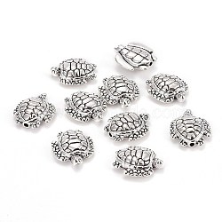 Tibetan Style Alloy Beads, Lead Free & Cadmium Free, Tortoise, Antique Silver, 16x14x5mm, Hole: 1.2mm(TIBE-I025-17AS)