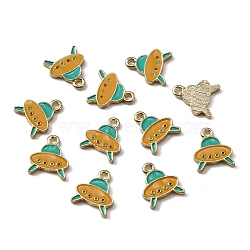 Alloy Charms, with Enamel, Light Gold, Airship, Dark Orange, 13x11x1.5mm, Hole: 1.6mm(ENAM-CJC0011-52LG)