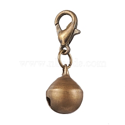 Brass Bell Pendant Decoration, Zinc Alloy Lobster Claw Clasps Charms for Backpack Key Chain Ornaments, Antique Bronze, 27mm(HJEW-JM02225)