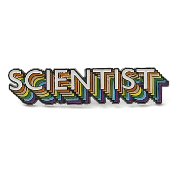 Rainbow SCIENTIST Alloy Enamel Pins Brooches, Word, Colorful, 10.5x45mm