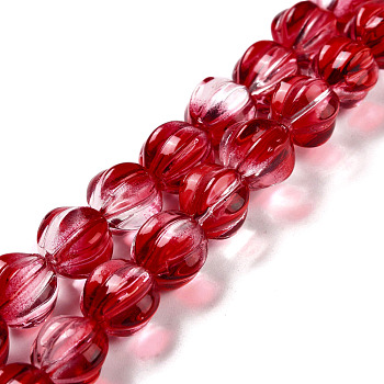 Transparent Glass Beads Strands, Lantern, Dark Red, 10.5x9.5x10.5mm, Hole: 1mm, about 38pcs/strand, 15.24 inch(38.7cm)