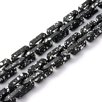 Spray Painted CCB Plastic Cable Chains, Rectangle, Black, 28x21x6mm, 39.37 inch(1m)/strand