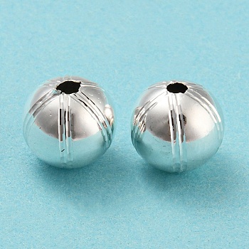 Eco-friendly Brass Beads, Cadmium Free & Lead Free, Long-Lasting Plated, Round, 925 Sterling Silver Plated, 10mm, Hole: 1.5mm