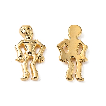 Halloween Jewelry, Alloy Cabochons, Nail Art Decoration Accessories for Women, Human Skeleton, Golden, 10.7x5.5x1.3mm