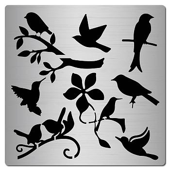 Stainless Steel Cutting Dies Stencils, for DIY Scrapbooking/Photo Album, Decorative Embossing DIY Paper Card, Matte Stainless Steel Color, Bird Pattern, 16x16cm